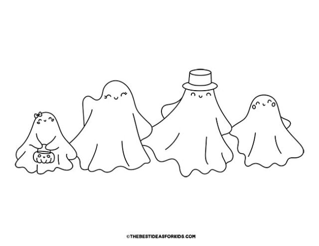Ghost Family Coloring Page