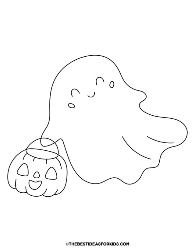 Ghost Holding Halloween Bucket
