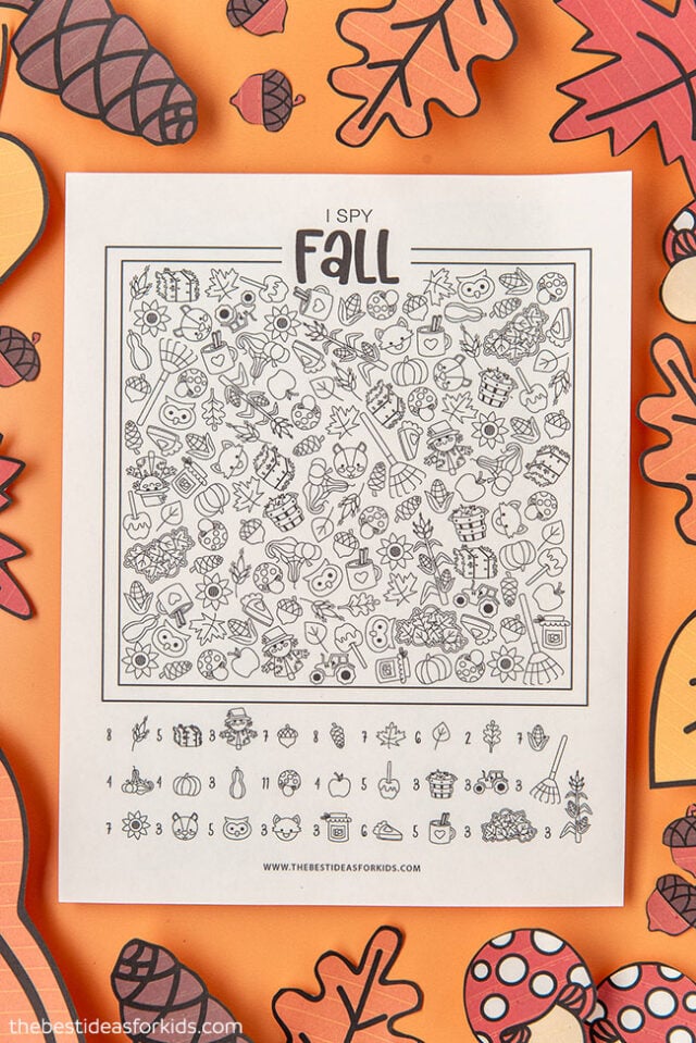 Printable Coloring Page Fall I Spy