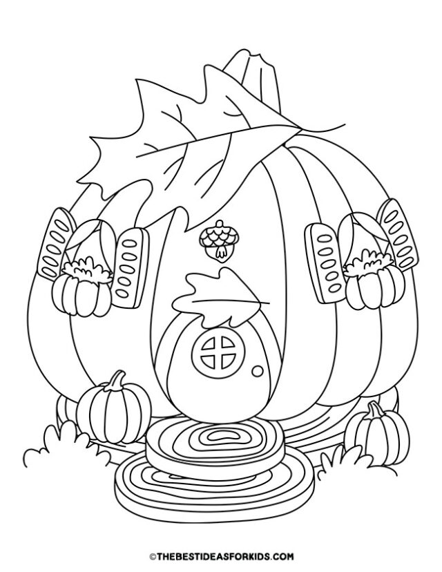 Pumpkin Fairy House Coloring Page