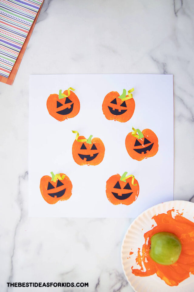 Apple Stamping Pumpkins for Kids
