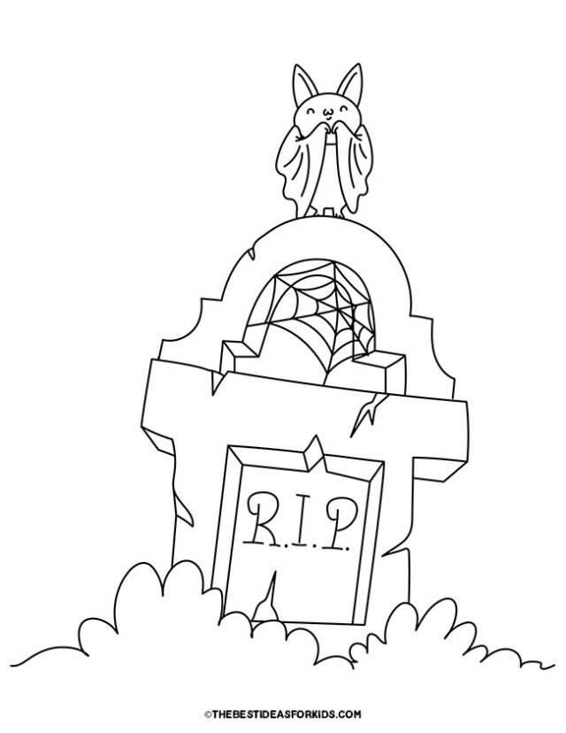 Bat On A Grave Coloring Page