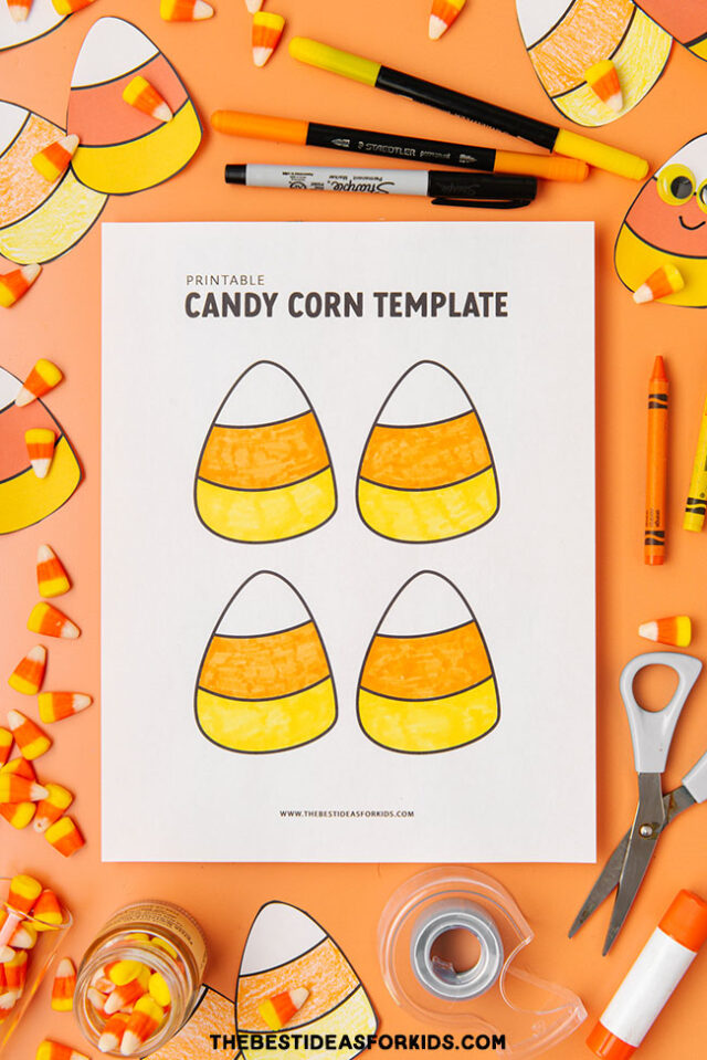 Candy Corn Template Coloring Page
