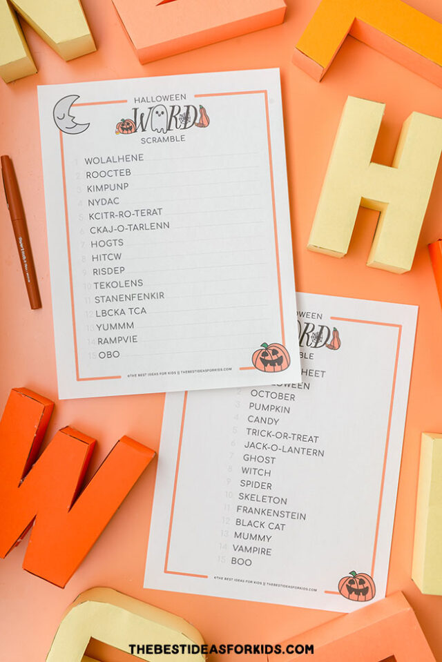 Halloween Word Scramble Answers