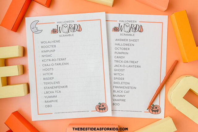 Halloween Word Scramble with Answers