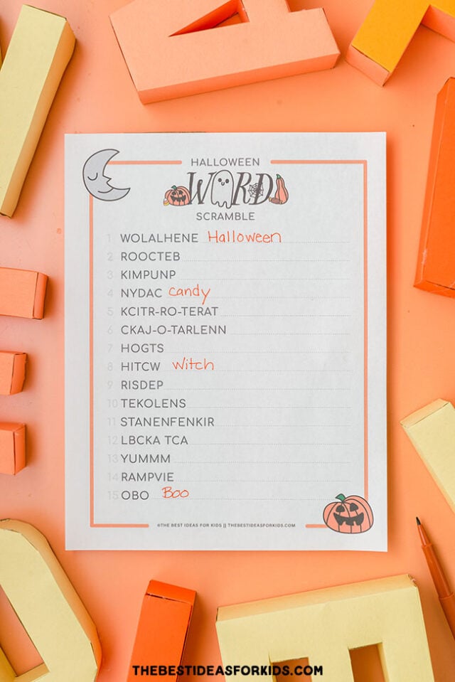 Printable Halloween Word Scramble