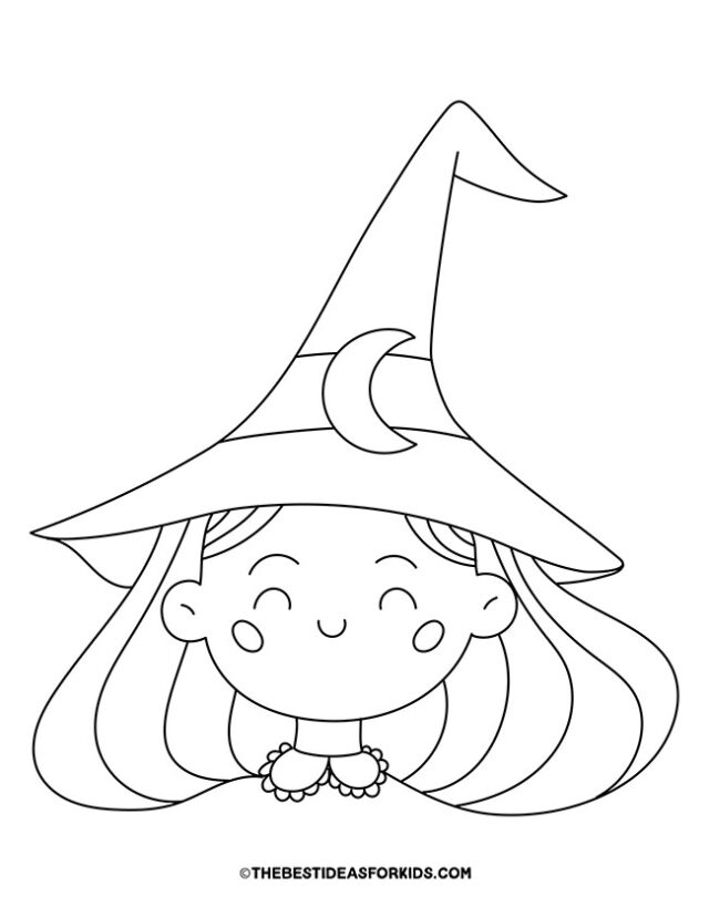 Witch and Hat Coloring Page