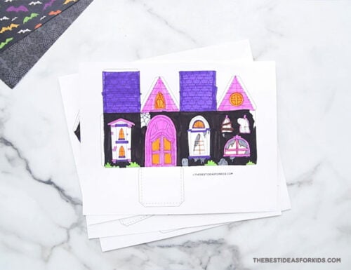 3D Haunted House Template Free - Color Haunted House Printable 500x385