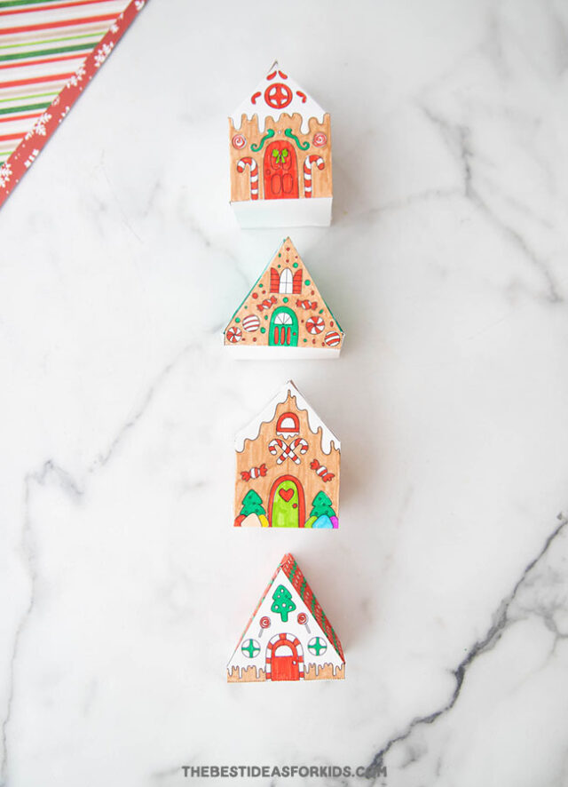Free Printable 3D Gingerbread Houses