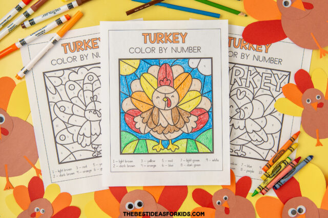 Free Printable Turkey Color by Number