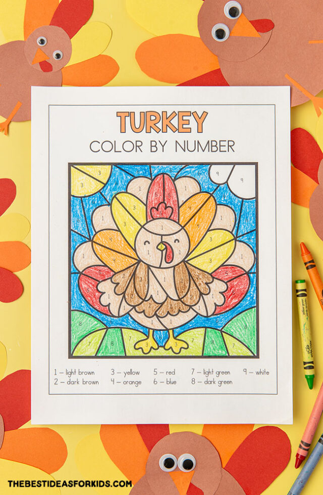 Free Turkey Color by Number Sheet