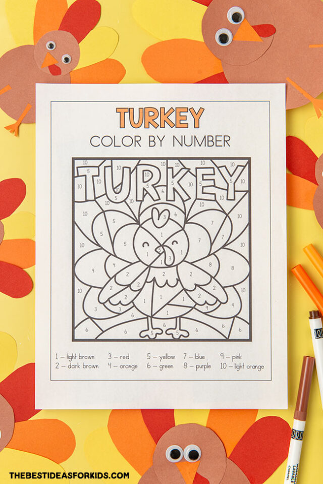 Printable Turkey Color by Number