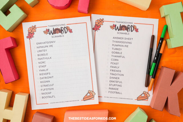 Thanksgiving Word Scramble Printable