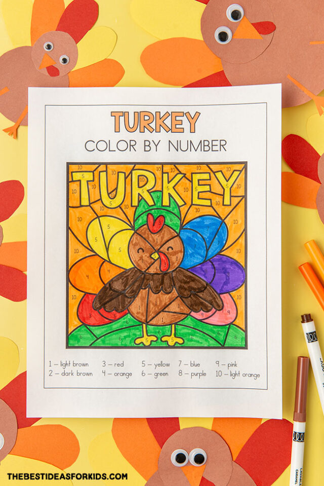 Turkey Color by Number Free Printable