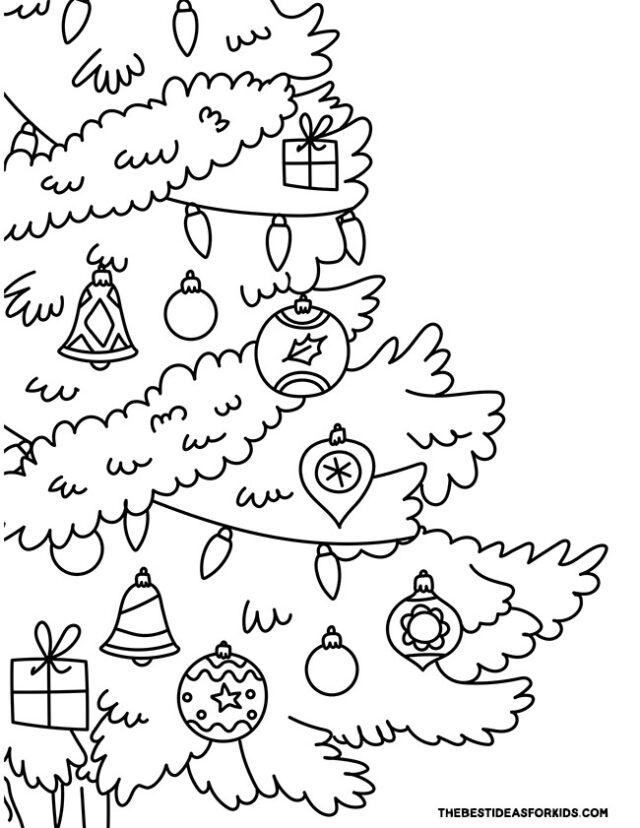 close up christmas tree coloring page
