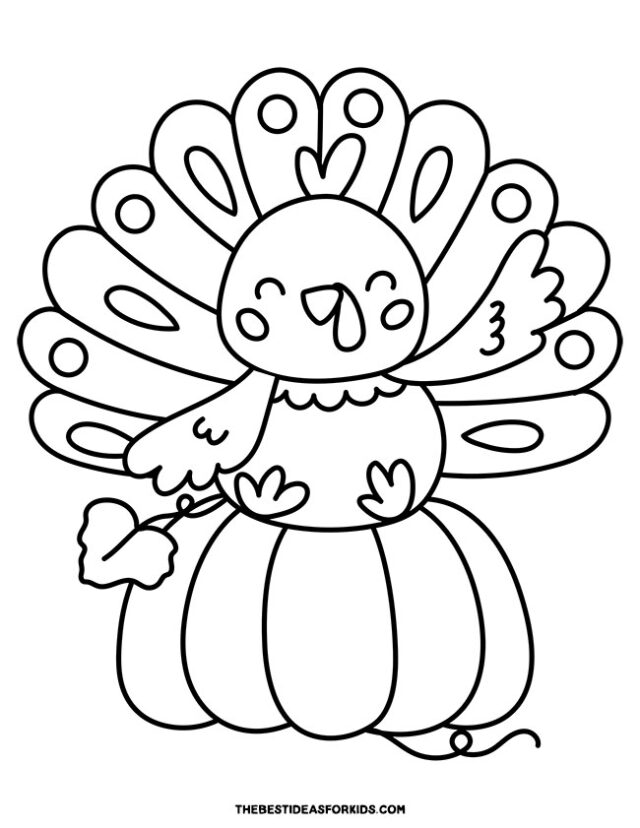 cute turkey and pumpkin coloring page