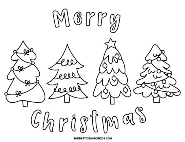 merry christmas tree coloring page