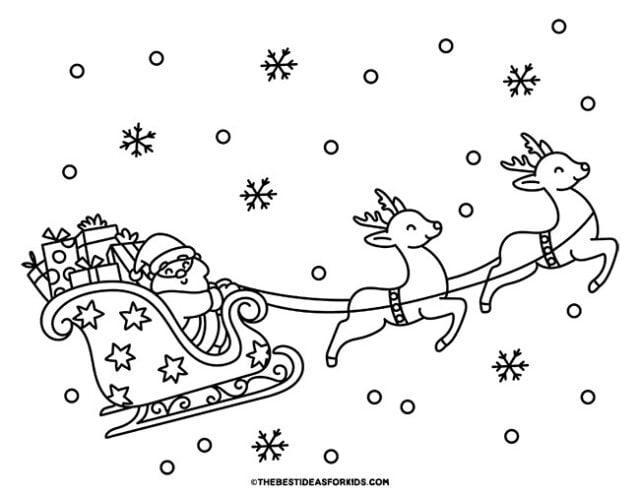 santa and reindeer coloring page