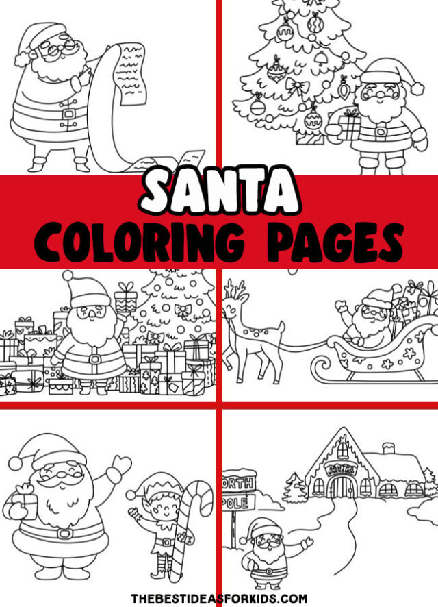 santa coloring page pin