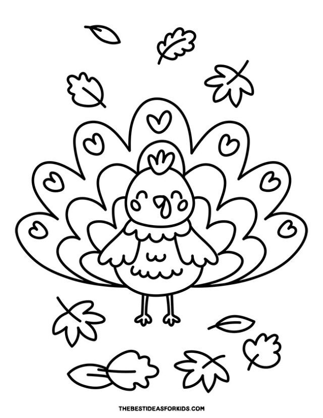 turkey and leaves coloring page