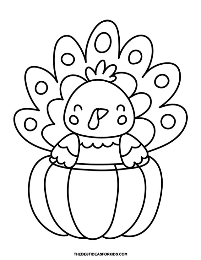 turkey and pumpkin coloring page