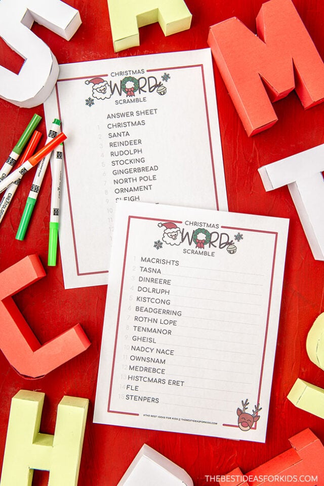 Christmas Word Scramble Free Printable