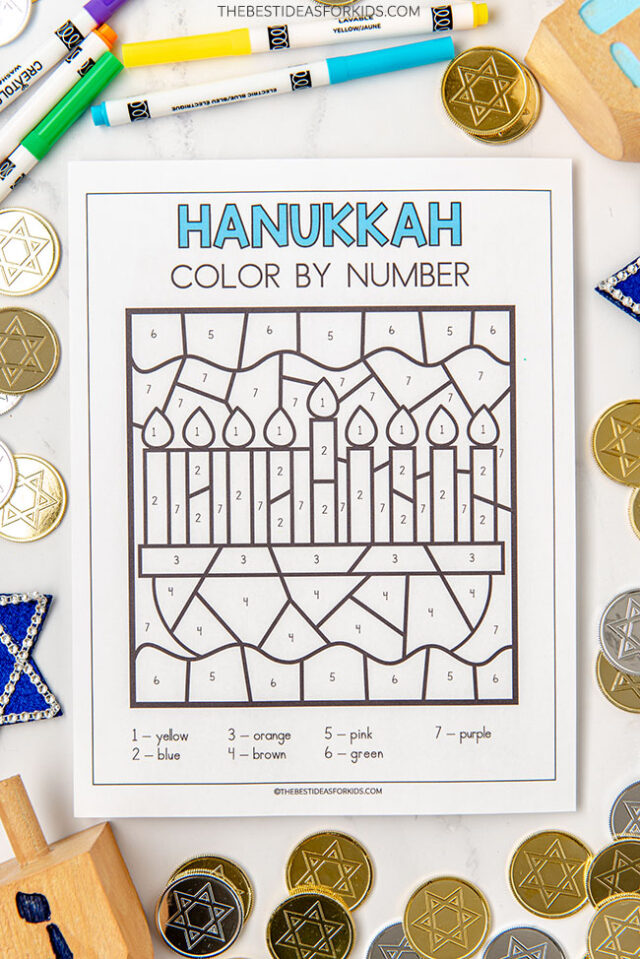 Color by Number Menorah