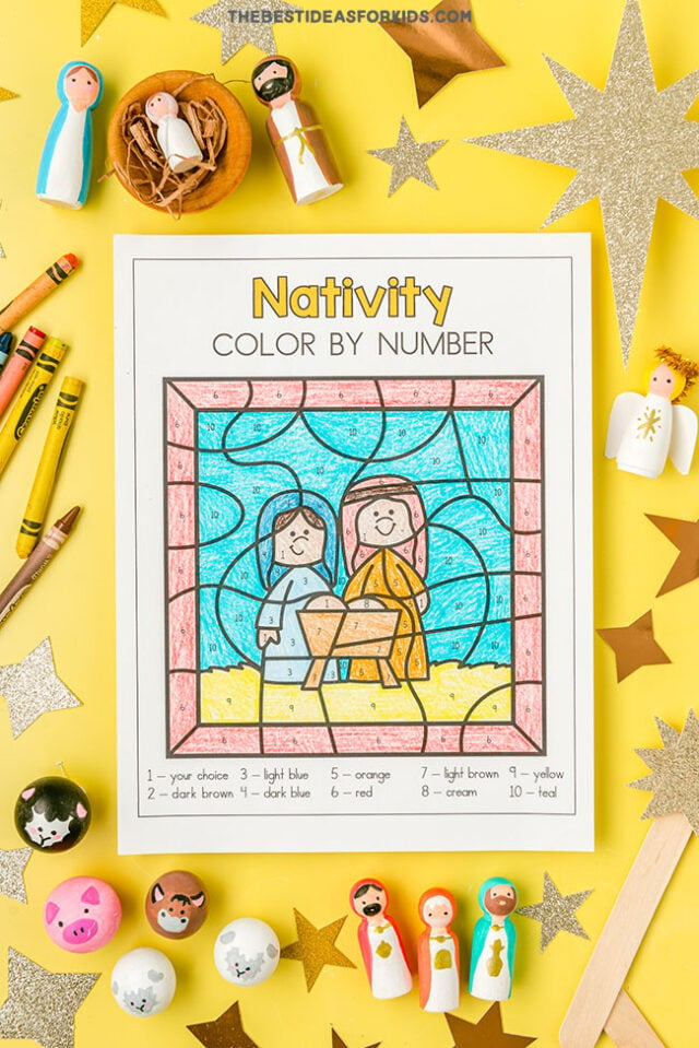 Color by Number Nativity Scene
