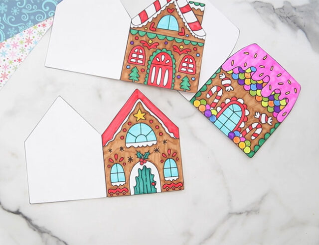 Cut out gingerbead house cards