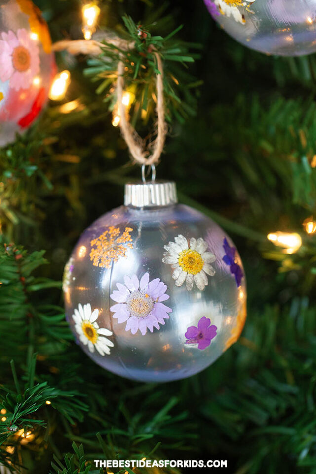 DIY Pressed Flower Christmas Ornaments