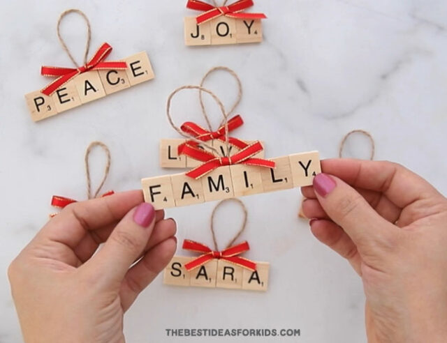 DIY Scrabble Christmas Ornaments