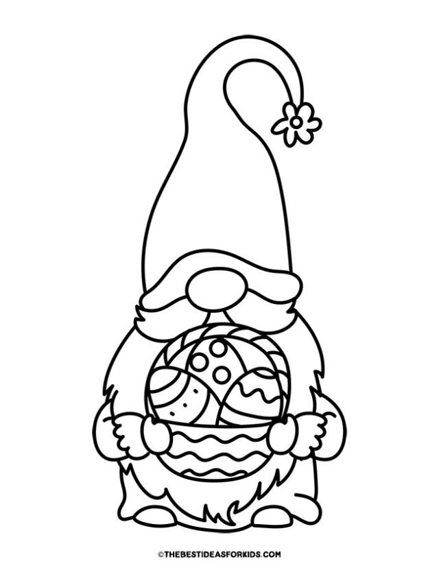 Easter Gnome Coloring Page