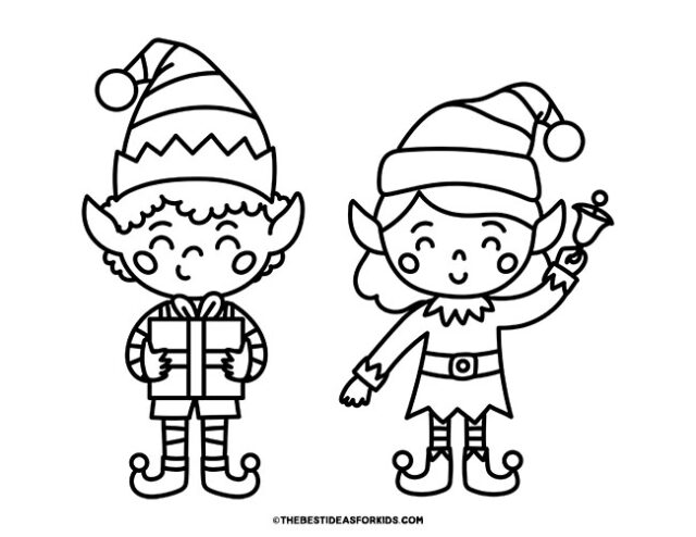 Elf Friends Coloring Page
