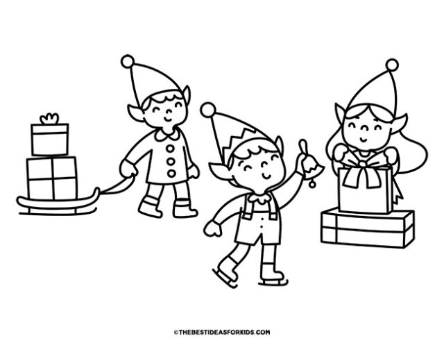 Elf Scene Coloring Page
