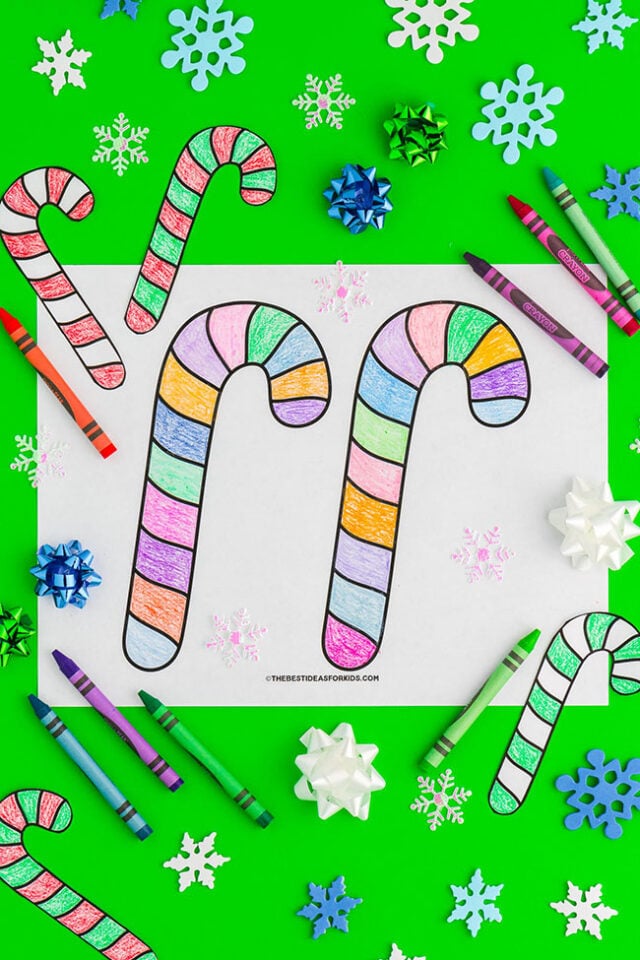 Free Printable Candy Canes to Color