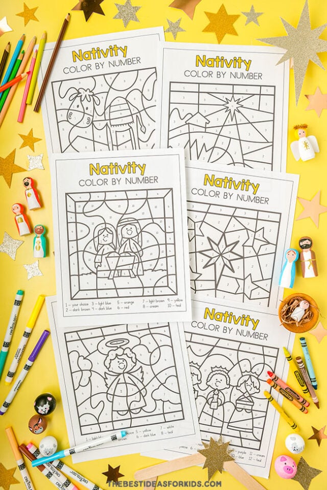 Free Printable Nativity Color by Number Sheets
