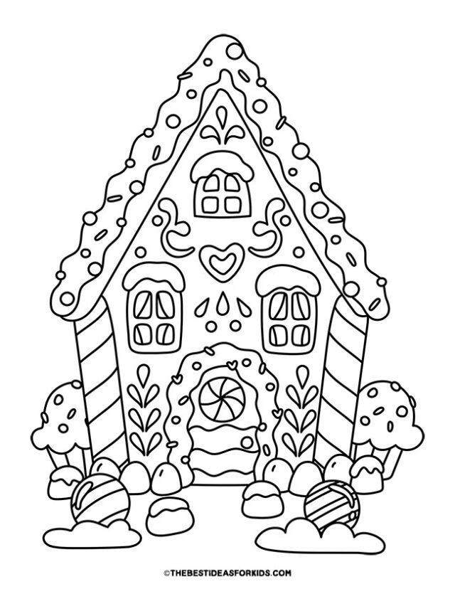 Gingerbread House Coloring Page 4