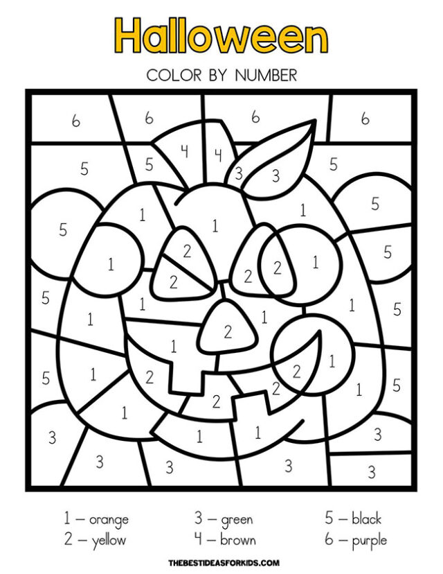 Halloween Color by Number Sheets for Kids
