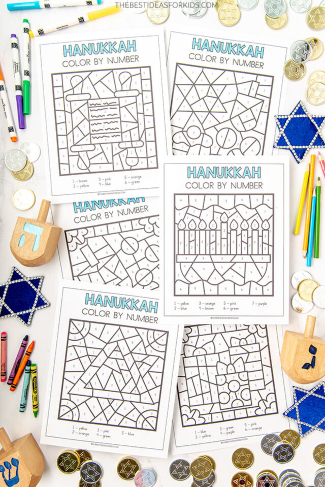 Hanukkah Color by Number Sheets