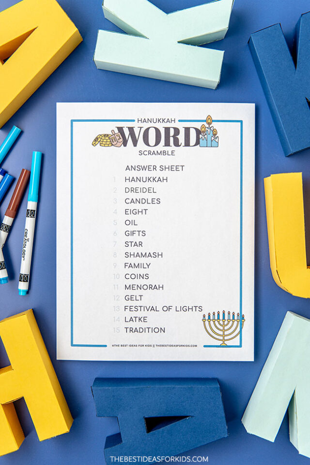 Hanukkah Word Scramble Free Printable