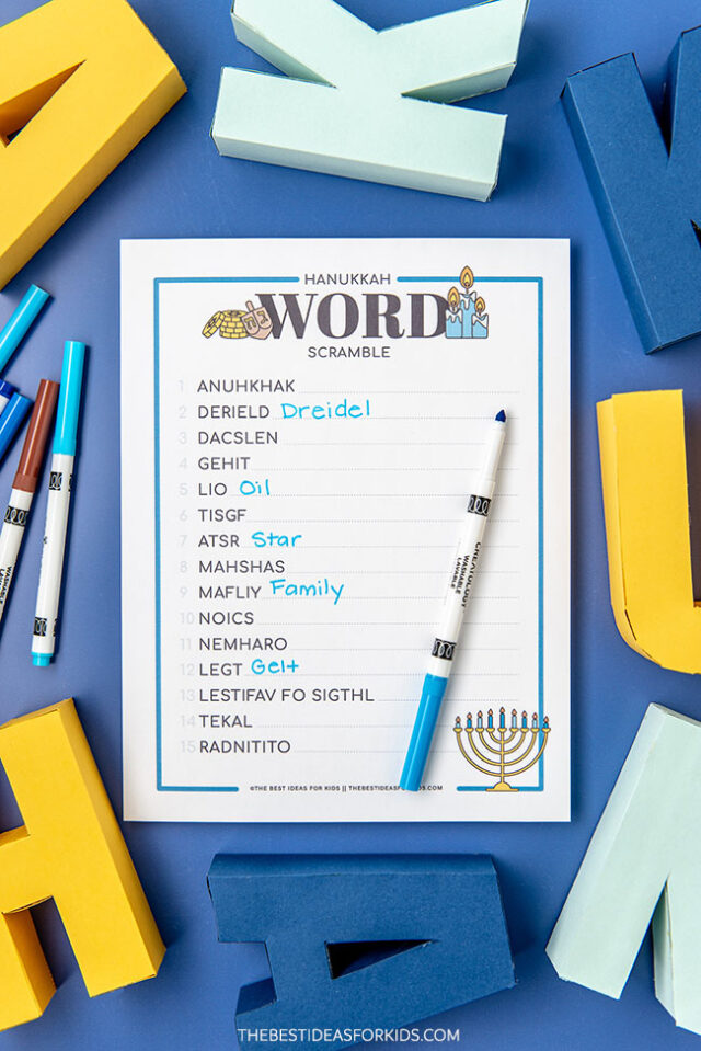 Hanukkah Word Scramble Sheet