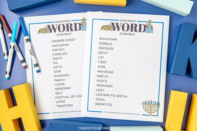 Hanukkah Word Scramble with Answers