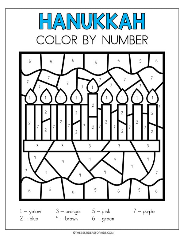 Menorah Color by Number Sheet