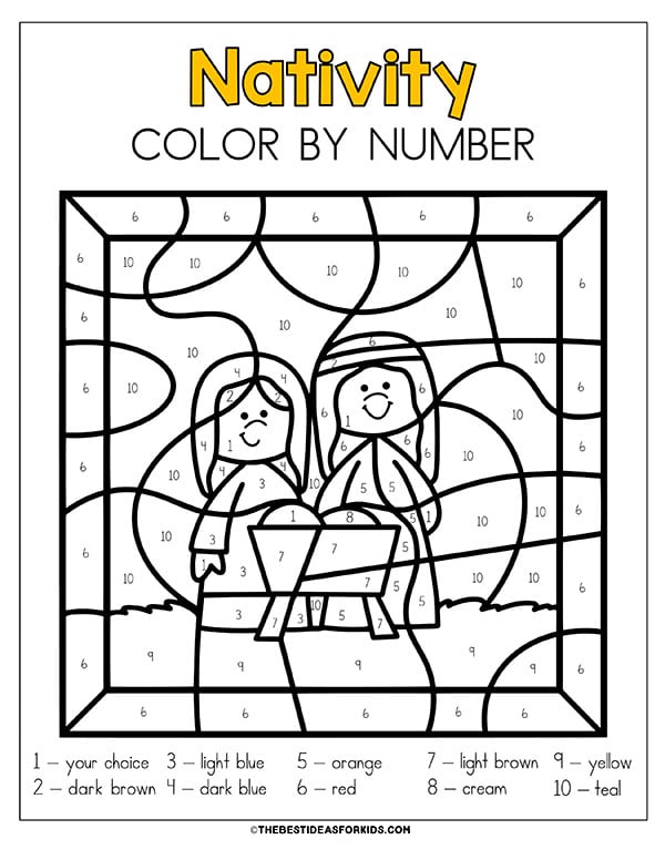 Nativity Color by Number Free Printable