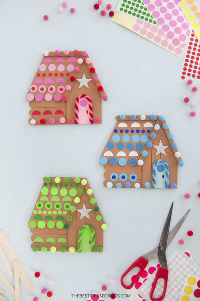 Christmas Crafts For Kids  Popsicle Stick Gingerbread House Craft