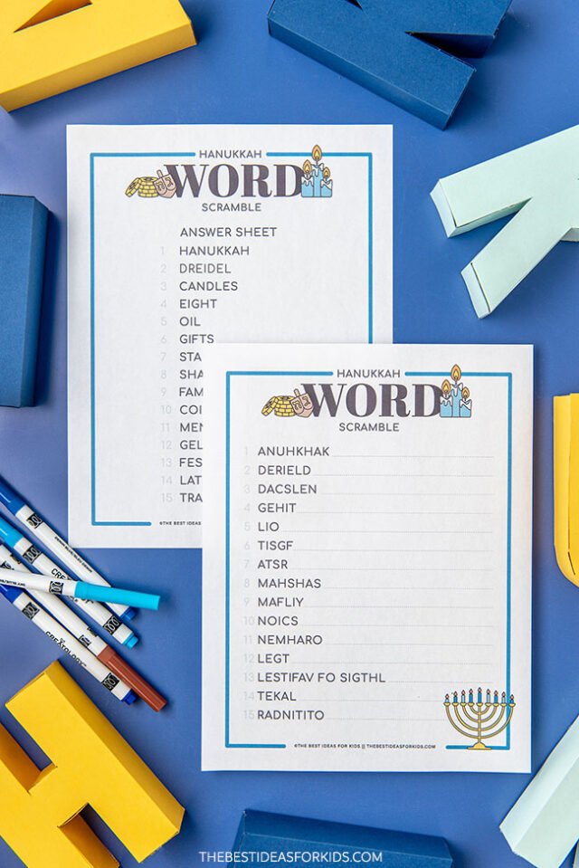 Printable Hanukkah Word Scramble