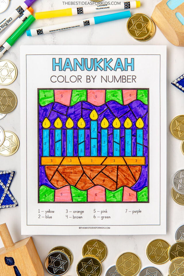 Printable Menorah Color by Number