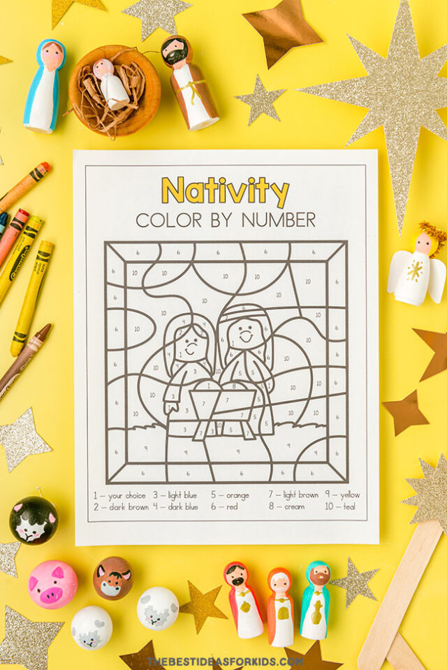 Printable Nativity Scene Color by Number