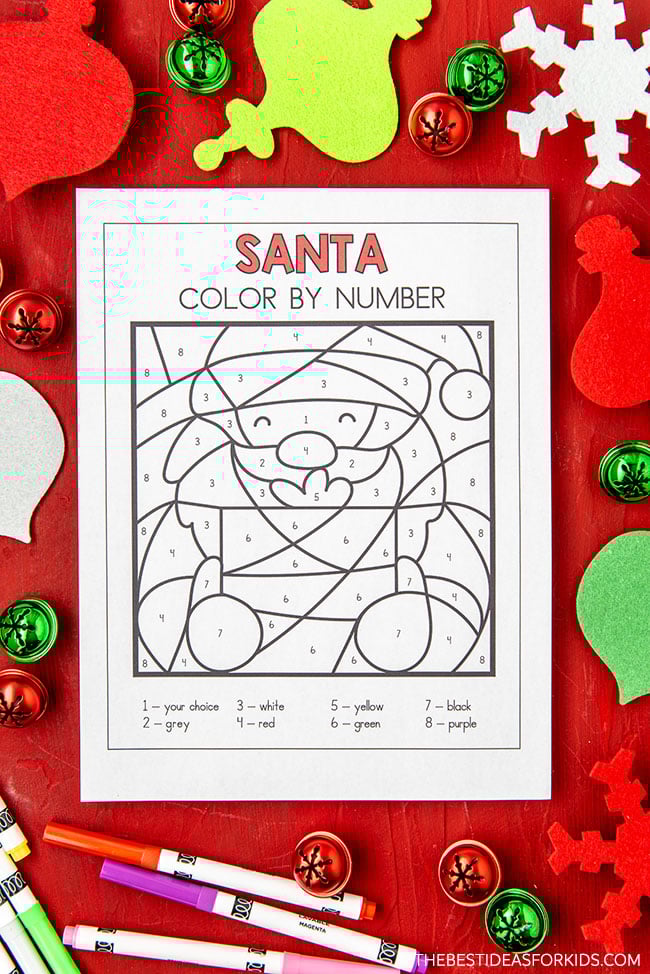 Santa Color by Number (Free Printables) The Best Ideas for Kids Santa Color by Number (Free Printables) The Best Ideas for Kids