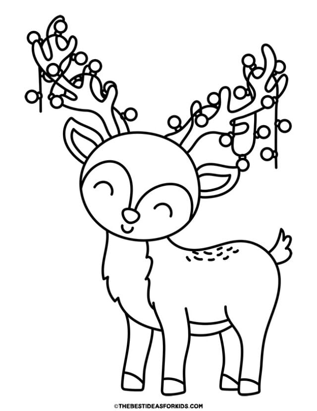 Reindeer with lights coloring page